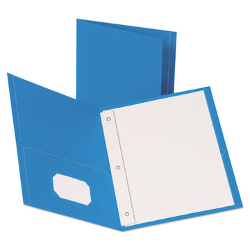 Oxford™ Leatherette Two Pocket Portfolio With Fasteners, 8.5 X 11, Light Blue, 10-pack freeshipping - TVN Wholesale
